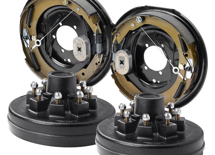 VEVOR Trailer Hub Drum Kits 8 On B.C. With Electric Brakes, Self-Adjusting Trailer Brake Assembly For 7000 Lbs Axle, 5-Hole Mounting, Backing Plates For Brake System Part Replacement