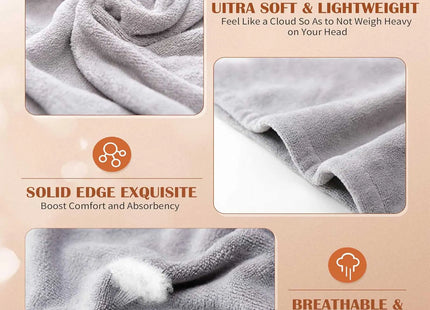 Women 3 PC Microfiber Hair Towel Wrap Ultra Absorbent Hair Turbans For Curly, Long & Thick Hair Blue,Grey,Pink