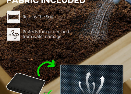 4 Box Raised Garden Bed w/ Trellis for Climbing Plants, Wall-Mounted Wood Planters w/ Drainage Holes, Natural
