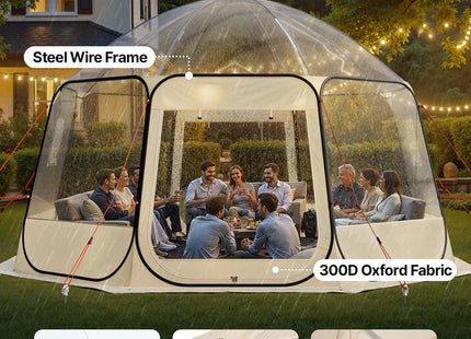 Pop Up Bubble Tent, 15 X 13.8 Ft Waterproof & UV-Resistant, Clear Camping Tent Shelter, Outdoor Garden Dome Igloo Tents With Windows, 540° Panoramic View, For 12-15 Persons Patio Backyard