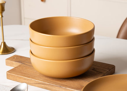 12-Piece Stoneware Dinner Plates Bowls Sets   Microwave & Dishwasher Safe   Non-Toxic Dinner Plates Bowls Set   Stackable Matte Glaze Kitchenware For 4
