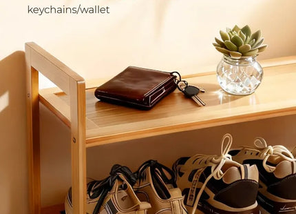3-layer Flat Bamboo Shoe Rack 68X25X51.5 Cm Natural Wood Color