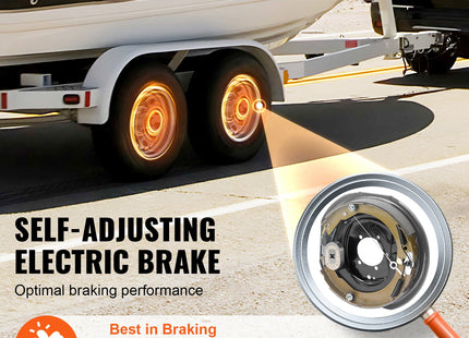 Electric Trailer Brake Assembly, 12" X 2", 1 Pair Self-Adjusting Electric Brakes Kit For 7000 Lbs Axle, 5-Hole Mounting, Backing Plates For Braking System Part Replacement (1 Right + 1 Left)
