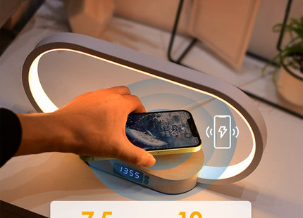 1 Set Bedside Table Lamp Touch Control Lamp With Clock Wireless Charging LED Desk Lamp Dimmable Nightstand Reading Lamp