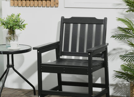 2 Piece All-Weather Patio Chairs, HDPE Patio Dining Chair Set, Heavy Duty Wood-Like Outdoor Furniture, Black