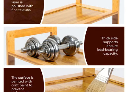 3-layer Flat Bamboo Shoe Rack 68X25X51.5 Cm Natural Wood Color