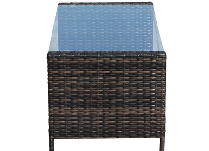 Outdoor Patio Furniture Coffee Table With Clear Tempered Glass