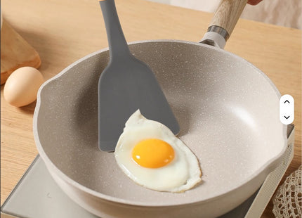 Non-Stick Silicon 12 Pcs Heat Resistant Wooden Handle Kitchen Cooking Utensils Set, Gray Color