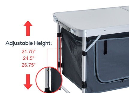 47" Portable Camping Table Aluminum Picnic Folding Camping Table with Carrying Handle and Storage Organizer