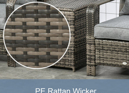 3 Piece Patio Furniture, PE Wicker Storage Table & Chairs, Gray