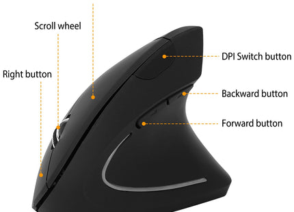 2.4G Wireless Vertical Mouse Ergonomic Optical Mice With 6 Buttons 3 Adjustable DPI 800 1200 1600 Levels For Laptop PC Computer