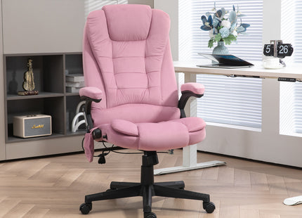 6 Point Executive Office Chair with Heat, Velvet High Back Vibrating Massage Office Chair, Pink
