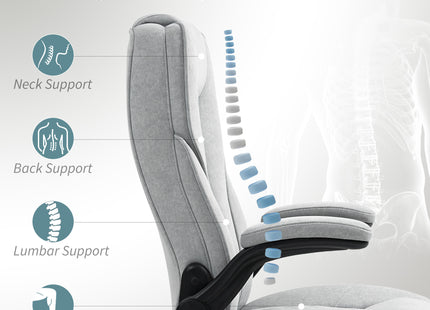 Executive Office Chair, Desk Chair with Flip-up Armrest, Diamond Fabric Computer Chair for Home Office, Gray