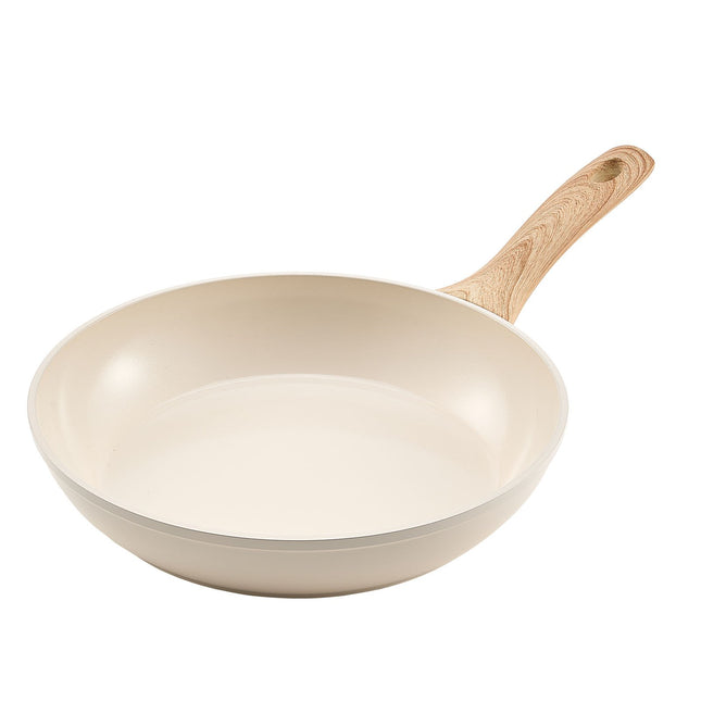 Frying Pan Skillet, Aluminum Egg Fry Pans, 3 Piece (8, 9.5, 11 In), Nonsitck Ceramic Heavy-Duty Skillets With Heat-Resistant Handle, Chef's Kitchen Cookware For Gas, Electric, Induction, Beige