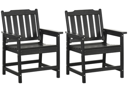 2 Piece All-Weather Patio Chairs, HDPE Patio Dining Chair Set, Heavy Duty Wood-Like Outdoor Furniture, Black