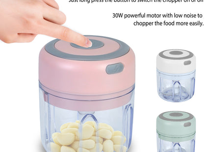 Mini Electric Garlic Chopper 8.45OZ Cordless Garlic Mincer Food Chopper Rechargeable Food Blender Chili Nut Onion Pepper Meat Ginger Food