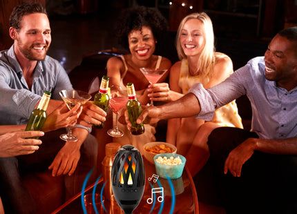 1Pc LED Flame Speakers Torch Wireless Speaker Waterproof Stereo Bass Speaker Outdoor Light-Up Speaker Atmosphere LED Flickers Night Light Patio Stake Lights Lantern For Party Camping