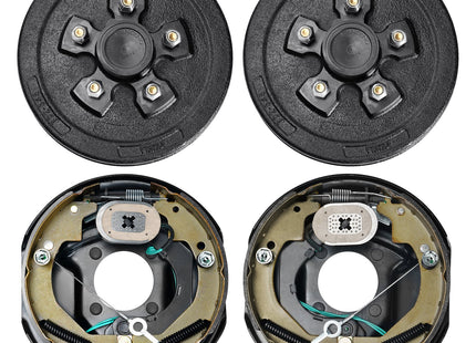 Trailer Hub Drum Kits 5 On 4.5" B.C. With 10" X 2-1/4" Electric Brakes, Self-Adjusting Trailer Brake Assembly For 3500 Lbs Axle, 4-Hole Mounting, Backing Plates For Brake System Part Replacement