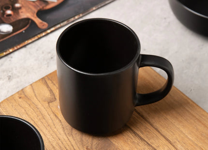 12-Piece Stoneware Dinnerware Sets With Mugs   Microwave & Dishwasher Safe    Non-Toxic Dinner Plates Bowls Set   Stackable Matte Glaze Kitchenware For 3,Black
