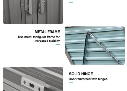 Garbage Bin Shed Stores 2 Trash Cans Metal Outdoor Bin Shed For Garbage Storage,Stainless Galvanized Steel, Bin Shed For Garden Yard Lawn,Grey