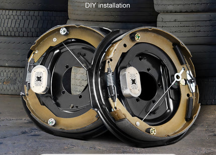 Electric Trailer Brake Assembly, 12" X 2", 1 Pair Self-Adjusting Electric Brakes Kit For 7000 Lbs Axle, 5-Hole Mounting, Backing Plates For Braking System Part Replacement (1 Right + 1 Left)