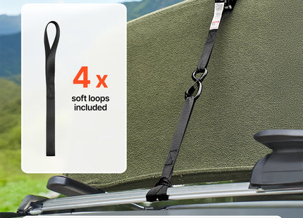 Retractable Ratchet Straps, 1 In X 10 Ft, Tie Down Straps With S Hooks, 1200 Lbs Break Strength, 4 Soft Loops, Tie Down Ratcheting For Moving, Trailers, Motorcycles, Kayaks, Car Roof, 4 Pack