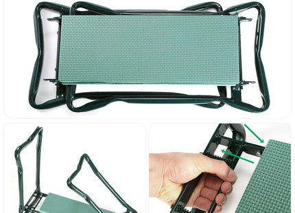 Foldable Garden Kneeler Seat With Kneeling Soft Cushion Pad Tools Pouch Portable Gardener