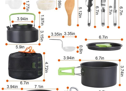 16Pcs Camping Cooking Ware Set Camping Stove Cookware Kit