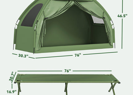 Camping Tent Cot, Single Person Folding Cot Combo, Off-Ground Tent, Covered Outdoor Bed with Carry Bag for Hiking, Camping