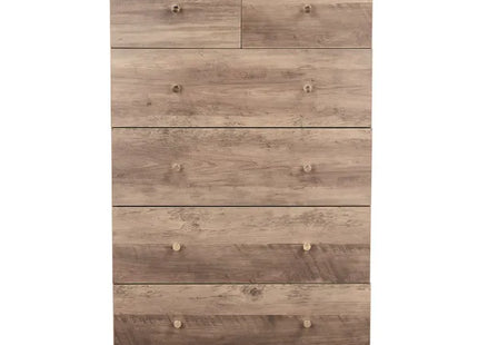 R279-9 Gray Particleboard With Textured Melamine Finish, 66*40*111cm, 4+2 Drawer Cabinet, Matte Gold Handles