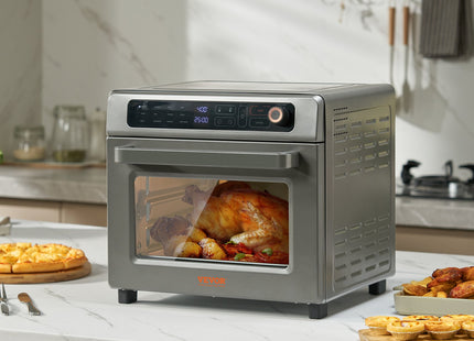 12-IN-1 Air Fryer Toaster Oven, 25L Convection Oven, 1700W Stainless Steel Toaster Ovens Countertop Combo With Grill, Pizza Pan, Gloves, 12 Slices Toast, 12-inch Pizza, Home And Commercial Use