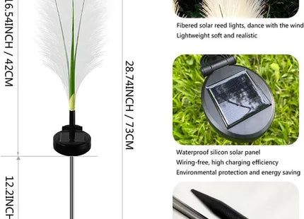 Solar Garden Lights Outdoor Waterproof 4 Pack Solar Flower Lights Decorative Landscape Lighting Pathway Patio Yard Decor Solar Reed Garden Lights