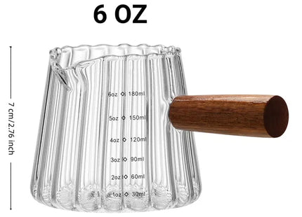 1 Pcs 180ml Mini Coffee Cup, Glass Milk Cup, Italian Coffee Cup With Wooden Handle, Coffee Measuring Cup