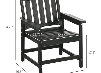 2 Piece All-Weather Patio Chairs, HDPE Patio Dining Chair Set, Heavy Duty Wood-Like Outdoor Furniture, Black