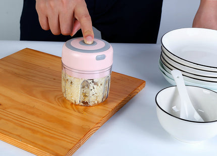 Mini Electric Garlic Chopper 8.45OZ Cordless Garlic Mincer Food Chopper Rechargeable Food Blender Chili Nut Onion Pepper Meat Ginger Food