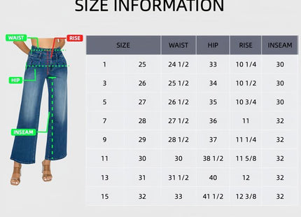 Women's Medium Blue Elastic Waist Jeans - Wide Leg Casual Denim
