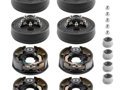 Electric Trailer Brake Assembly, 10 X 2-1/4 Inch, 2 Pairs Self-Adjusting Electric Brakes Kit For 3500 Lbs Trailer Axle, Backing Plates For Braking System Part Replacement, Fit For Trailers, RVs