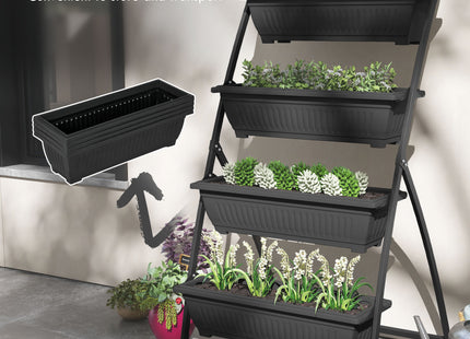 4-Tier Vertical Raised Garden Planter with 4 Boxes, Outdoor Plant Stand Grow Container for Vegetable & Flowers, Black