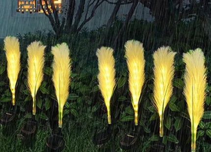 Solar Garden Lights Outdoor Waterproof 4 Pack Solar Flower Lights Decorative Landscape Lighting Pathway Patio Yard Decor Solar Reed Garden Lights