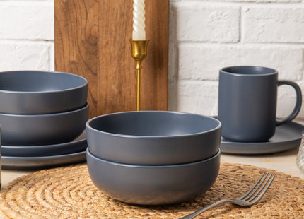 12-Piece Stoneware Dinnerware Sets With Mugs  Microwave  Dishwasher Safe  Non-Toxic Dinner Plates Bowls Set Stackable Matte Glaze Kitchenware For 3