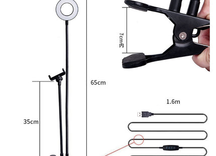 LED Selfie Ring Light for Live Adjustable Makeup Light-8cm Stand