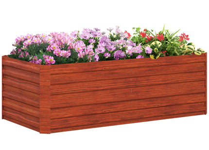 Galvanized Raised Garden Bed, Steel Outdoor Planters with Reinforced Rods, 71" x 36" x 23", Dark Brown