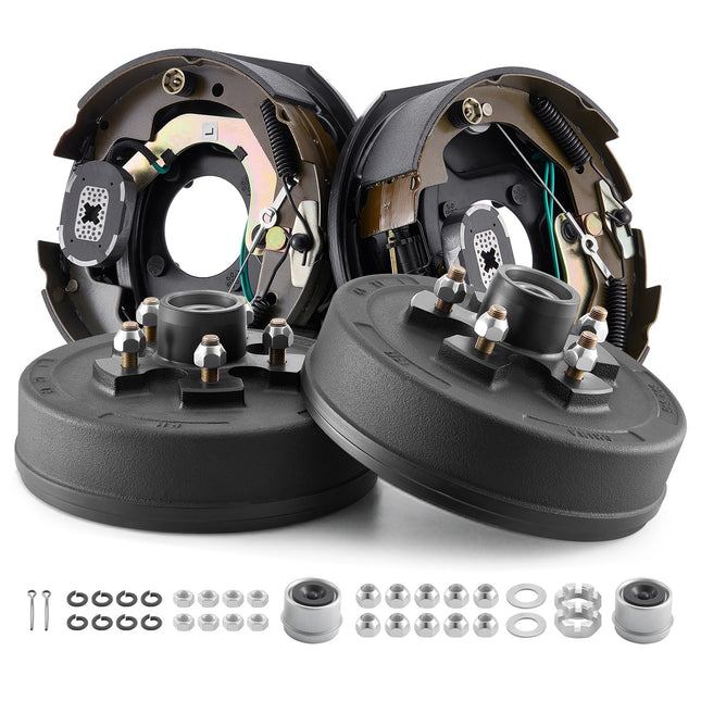 Electric Trailer Brake Assembly, 10 X 2-1/4 Inch, 1 Pair Self-Adjusting Electric Brakes Kit For 3500 Lbs Trailer Axle, Backing Plates For Braking System Part Replacement, Fit For Trailers, RVs