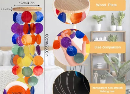 Wind Chimes For Outside Handcrafted Rainbow Capiz Shells Windchime Coastal Style Decor For Indoor Outdoors Garden Decor