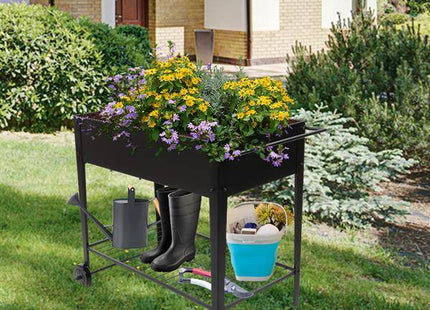 Mobile Metal Raised Garden Bed Cart With Legs For Outdoor House Patio