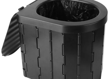 Portable Toilet Foldable Emergency Porta Potty With Lid Carry Bag 1 Roll Garbage Bags For Car Travel Camping Boating Hiking Cleanable Travel Commode