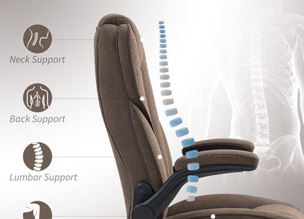 Executive Office Chair, Desk Chair with Flip-up Armrest, Diamond Fabric Computer Chair for Home Office, Dark Brown