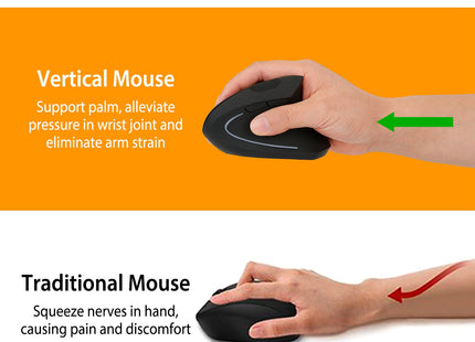 2.4G Wireless Vertical Mouse Ergonomic Optical Mice With 6 Buttons 3 Adjustable DPI 800 1200 1600 Levels For Laptop PC Computer