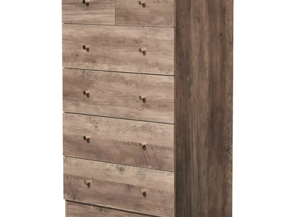 R279-9 Gray Particleboard With Textured Melamine Finish, 66*40*111cm, 4+2 Drawer Cabinet, Matte Gold Handles