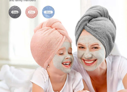 Women 3 PC Microfiber Hair Towel Wrap Ultra Absorbent Hair Turbans For Curly, Long & Thick Hair Blue,Grey,Pink